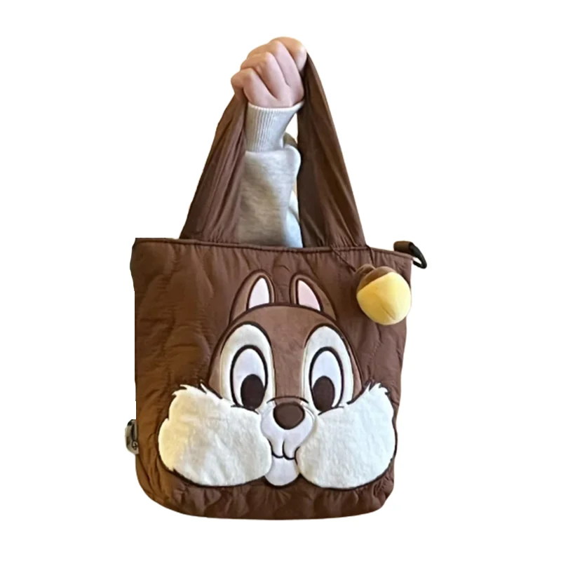 Disney Anime Chip&Dale Winter Large-Capacity Tote Handbag Cute College Student Commuter Shoulder Cartoon Crossbody Bag Girl Gift