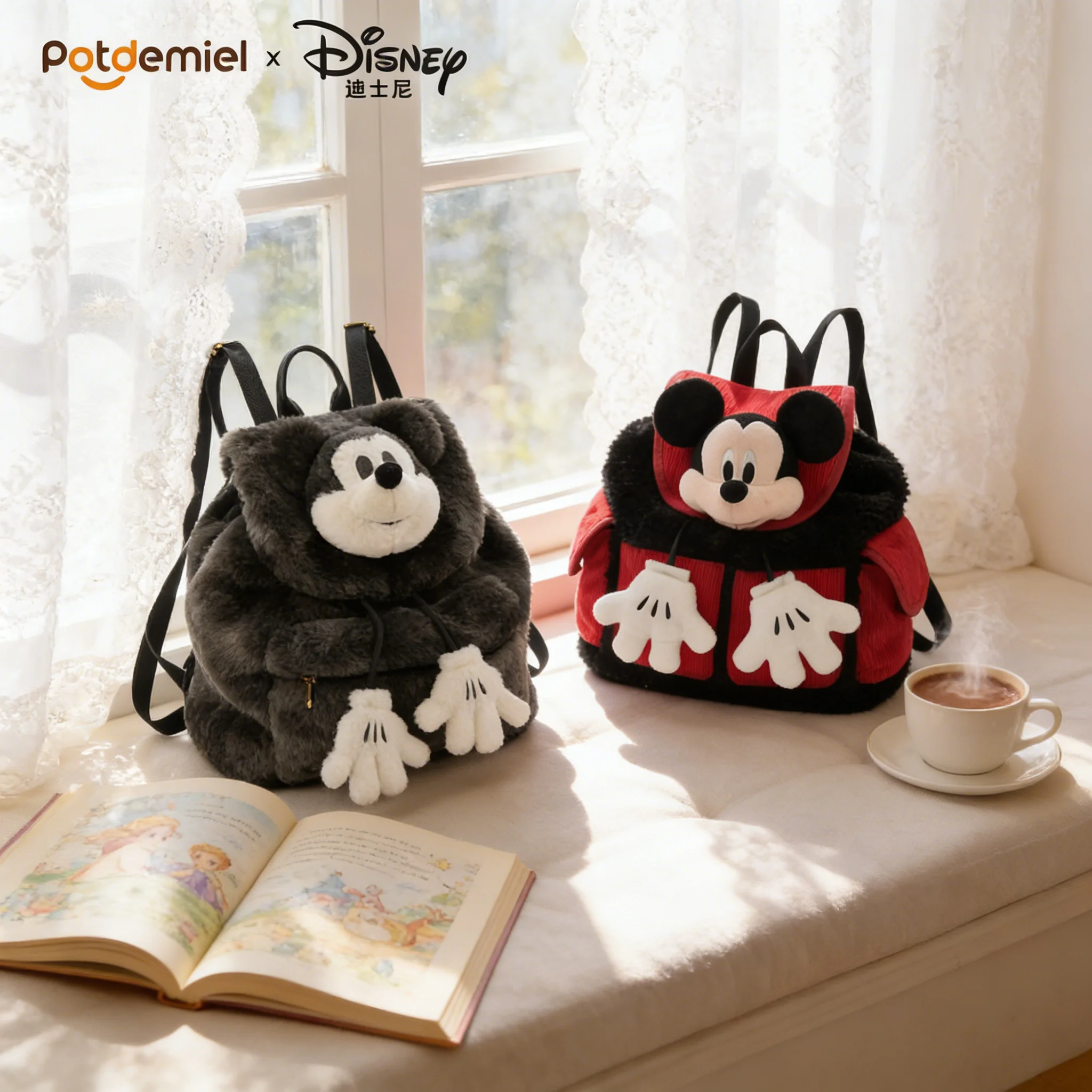 

Official Licensed Disney Mickey Mouse Plush Backpack Cute Cartoon Fuzzy Corduroy Plaid Bag For Kids Girls Daily Use Gift