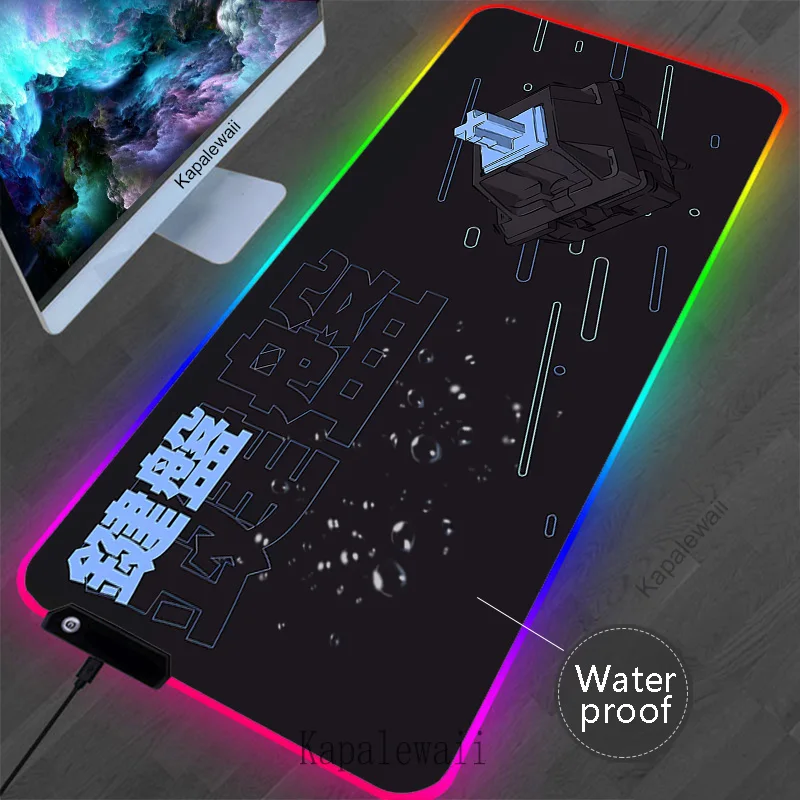 RGB alas tetikus tombol bercahaya LED, alas Mouse Game karet anti air, aksesori kecepatan Game, bantalan Keyboard