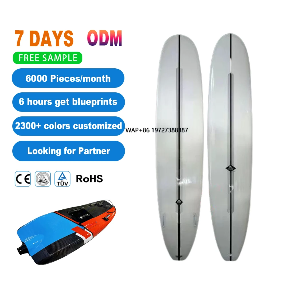 

OEM Epoxy Fiberglass Soft Top 7 Veneer Surfboard With Fishtail Classic Short Hard Surfboard