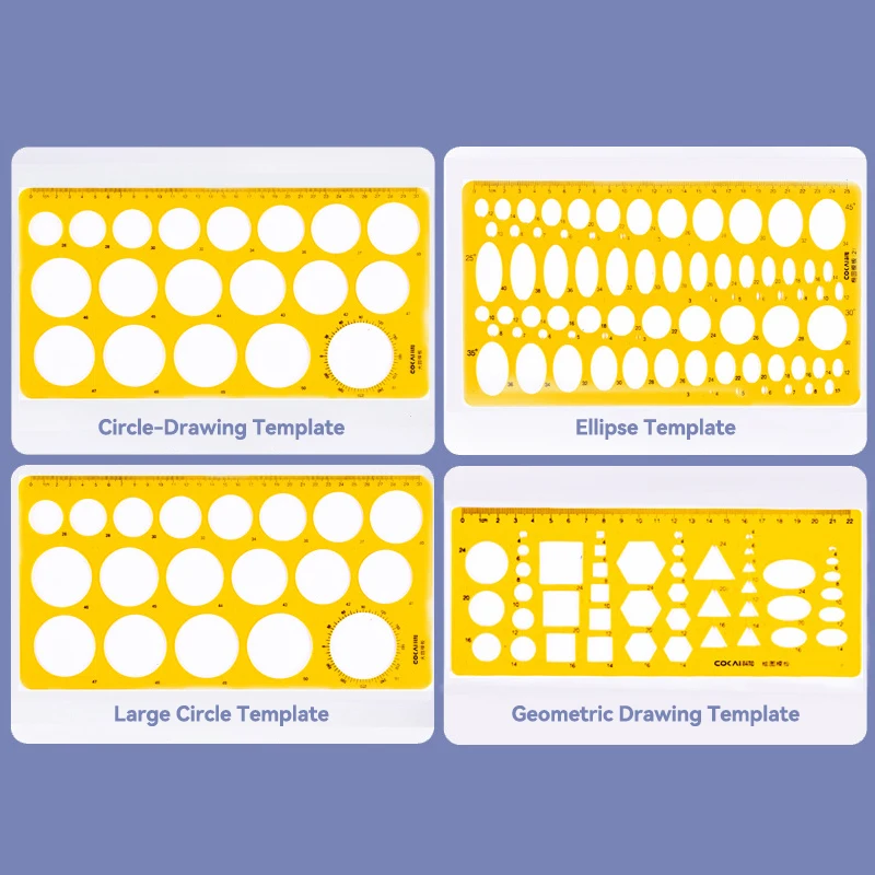 

Architectural Drafting Template Set Round & Oval Shapes Resin Design Rulers Tools For Furniture Building Plans Office Supplies