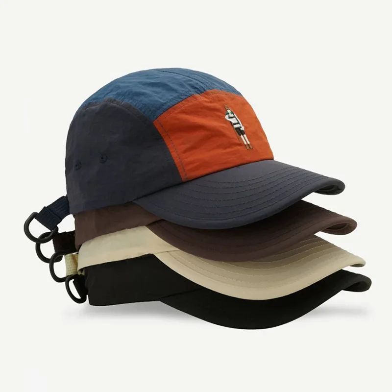 

Baseball Cap for Women Men Windproof Nylon Camp Cap with Color Splicing Lightweight Sun Protection Cap for Fishing and Camping