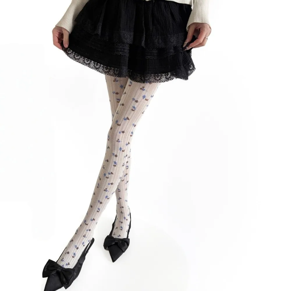 Image 5: Collants jacquard tricotés à la mode, collants respirants à haute élasticité, collants doux et confortables à rayures verticales