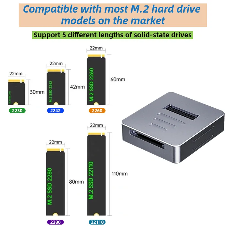 M2 PCIE NVME SSD الضميمة 10Gbps USB3.1 التوصيل المباشر في SSD محول يدعم SD 2.0 بطاقة M.2 الحال بالنسبة 2230/42/60 2280 22110