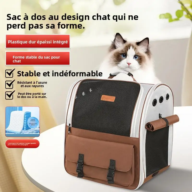 

Portable Cat Bag for Outings Travel Non-Deforming Cat Bag Large Capacity Small Dog Bag Breathable Double-Shoulder Cat Backpack