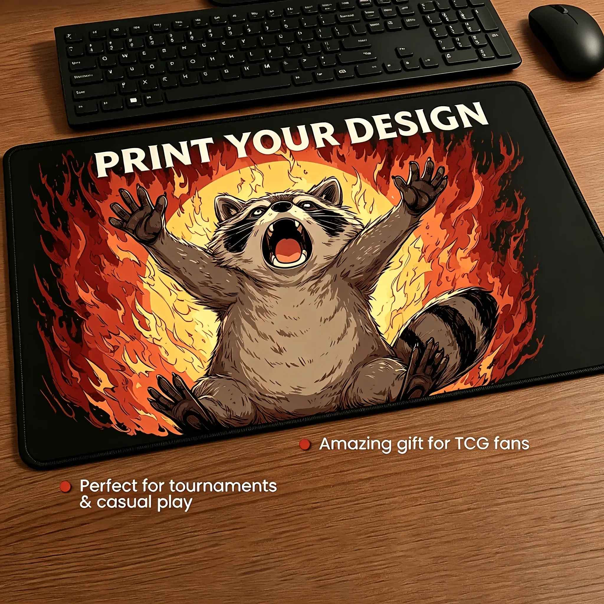 Customizable TCG Collectible Game Mat, Custom Image Upload, Stitched‑Edge Non‑Slip Rubber Gaming Mouse Pad