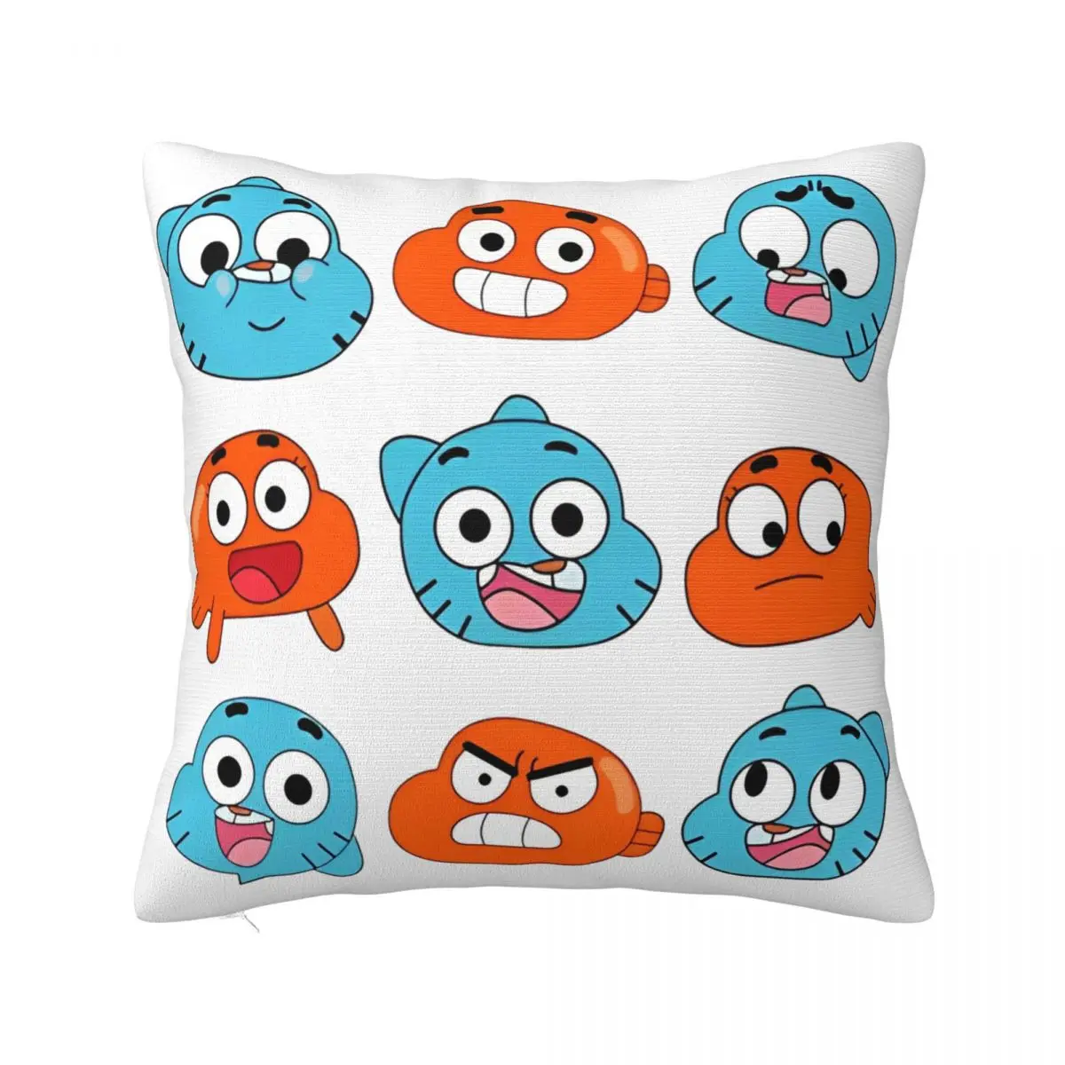 Gumballs & Darwin Faces Features Pillow Case Cushion Covers Vintage Zippered Decorative Pillowcover for Car 45*45cm