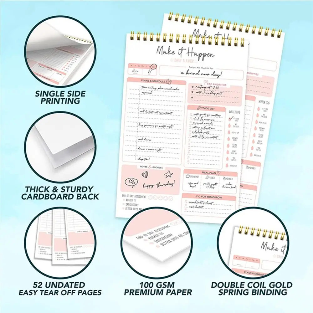 

52 Sheets To Do List Notepad Portable Weekly Planner Schedules Journal Easy Tear-off Time Schedule Schedule Writing Pads Agenda