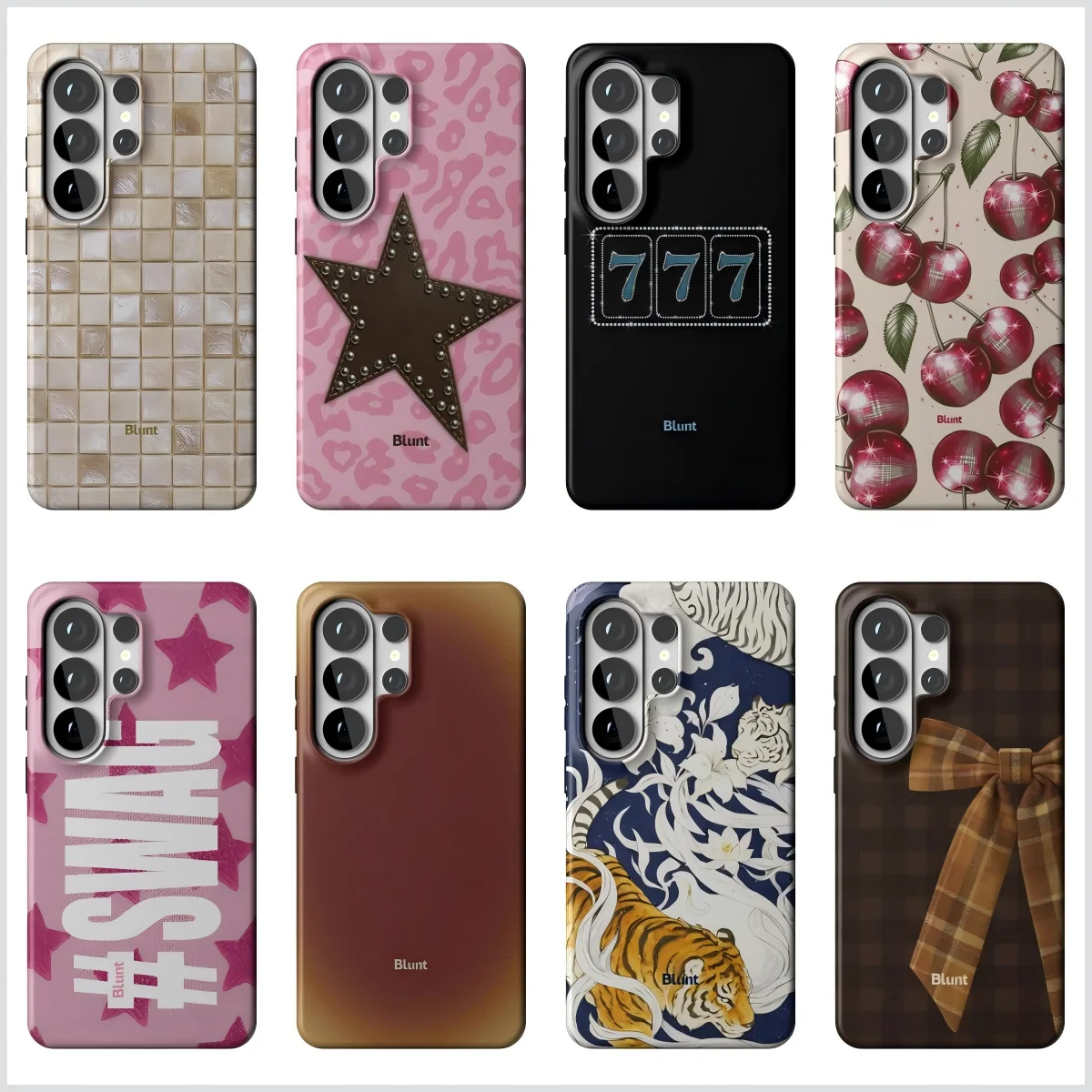 Phone Cases Blunt - チェリーフルーツ柄のシンプルなスマホケース、Samsung Galaxy S20 S23 S24 S25