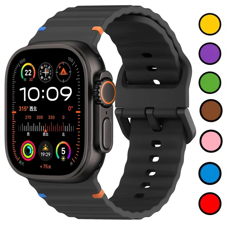 Armband für Apple Watch 44mm 45mm 49mm 46mm 38mm 40mm 41mm Silikon Correa Armband iWatch Series 11 10 9 8 7 6 SE3 Ultra 2