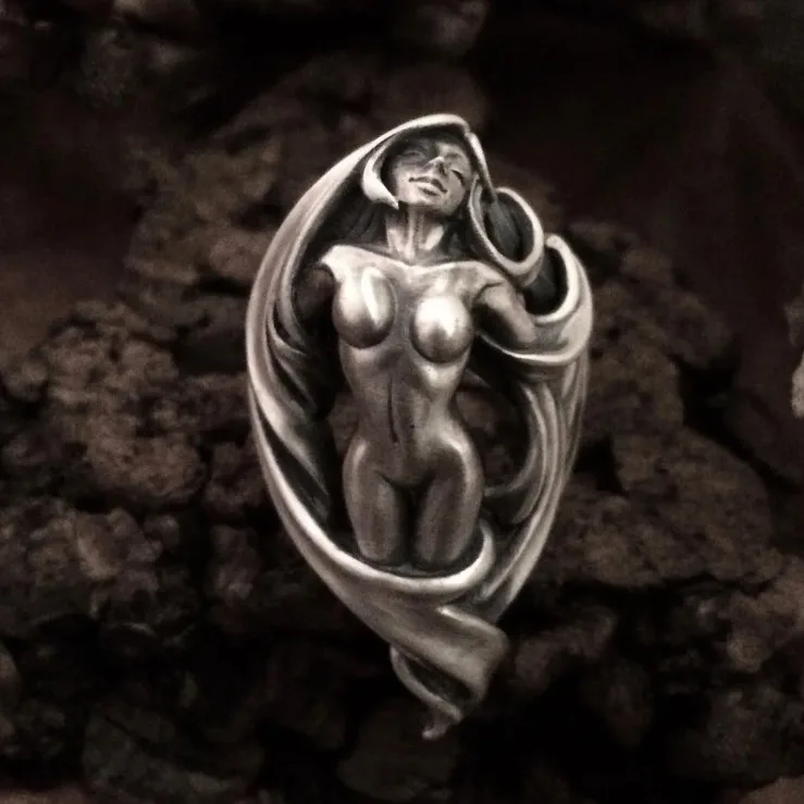 

Medieval Retro Style Nude Women's Ring Personality Aesthetic Art Opening Ring Couple Niche Index Finger Decoration