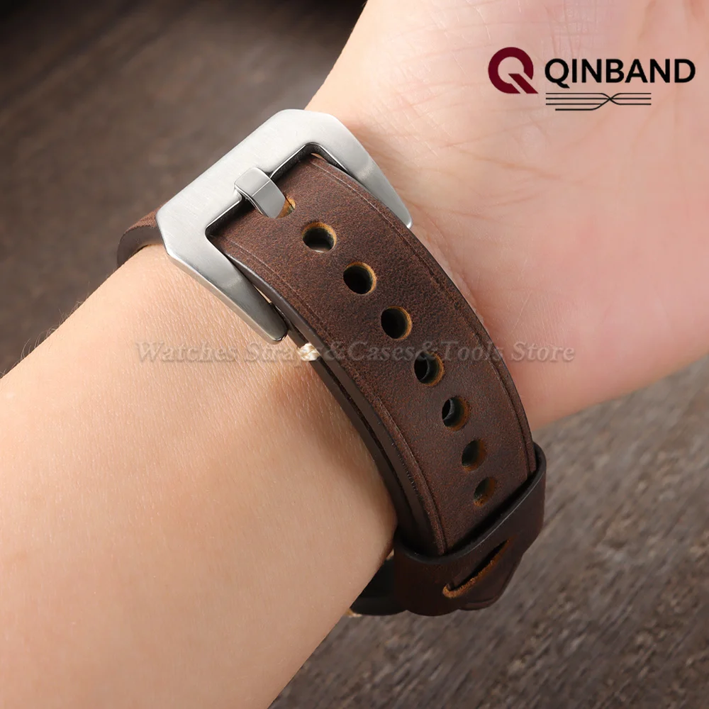 Handgefertigtes Echtleder-Uhrenarmband Vintage Crazy Horse Uhrenarmband 20mm 22mm 24mm Schnellverschluss-Uhrenarmband Zubehör – Detail 9