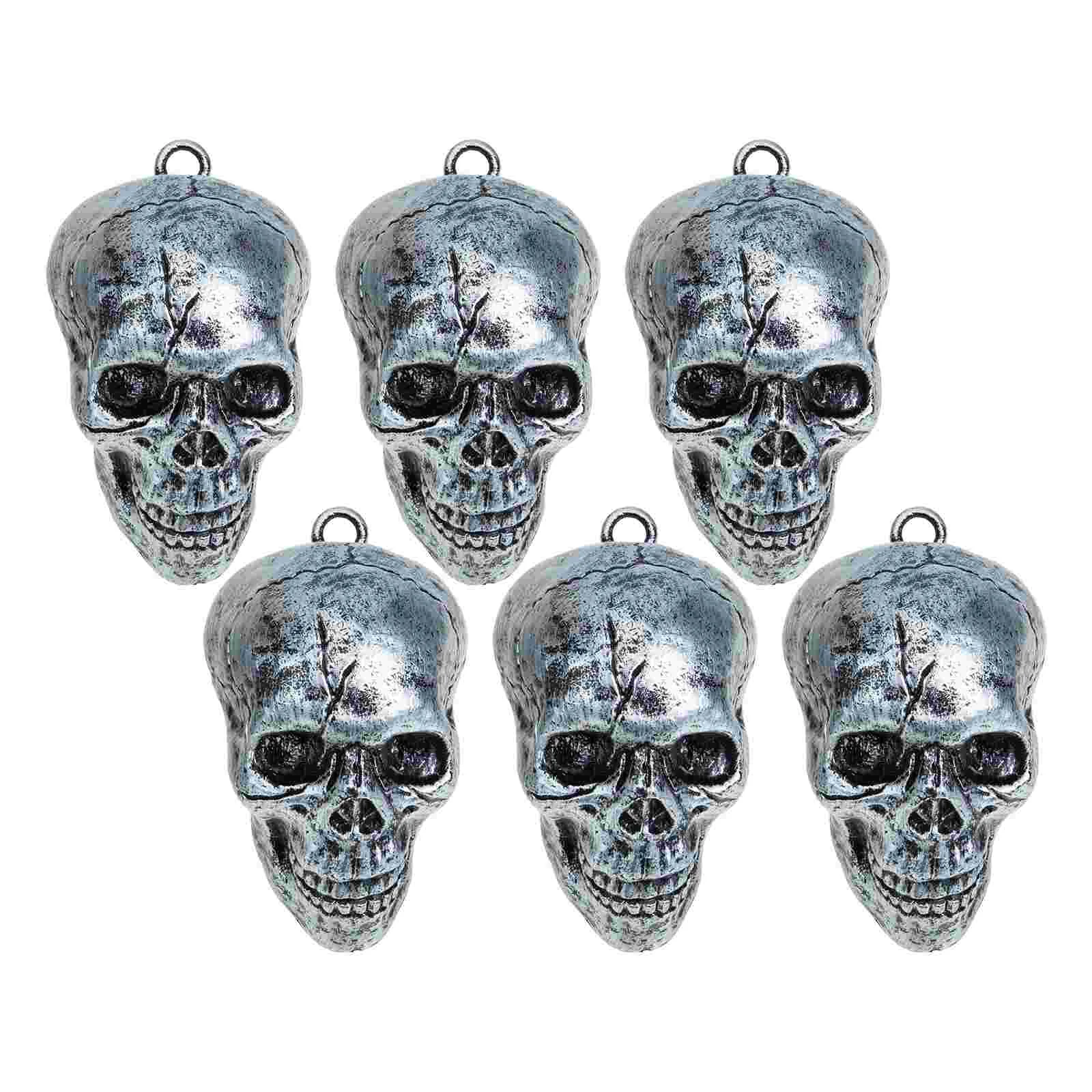 

6 Pcs Skull Head Pendant for Halloween Decor Graveyard Haunted House Ornament Hanging Prop Terrifying