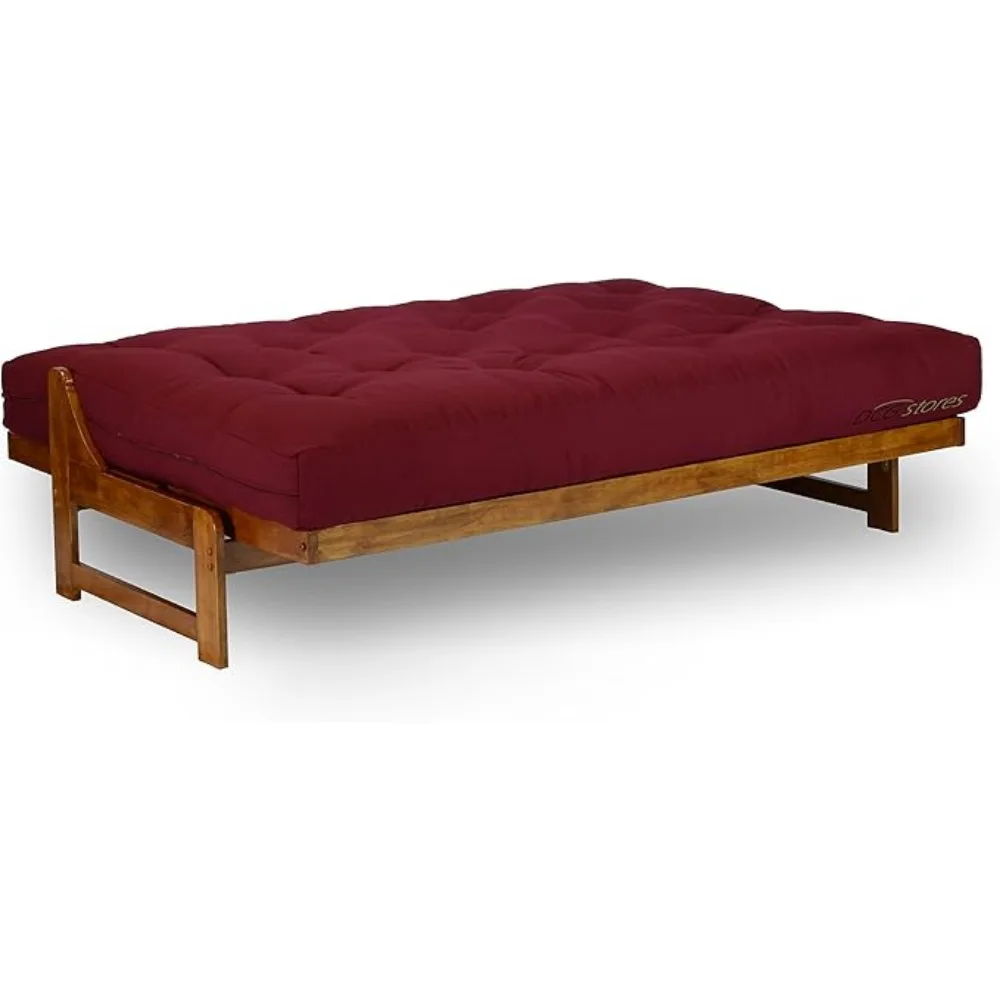 Extra Thick Premium 10-Inch Queen Futon mattress,High quality foam and poly-cotton fill  Natural tufted twill,Burgundy matress