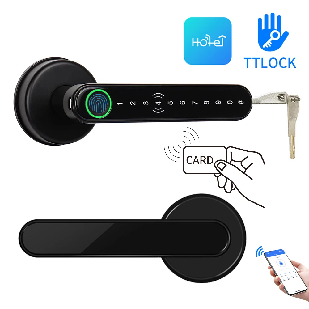 Приложение TTLock или TTHotel, умный пароль по отпечатку пальца, IC RFID-карта, дверной замок с засовом и ключом