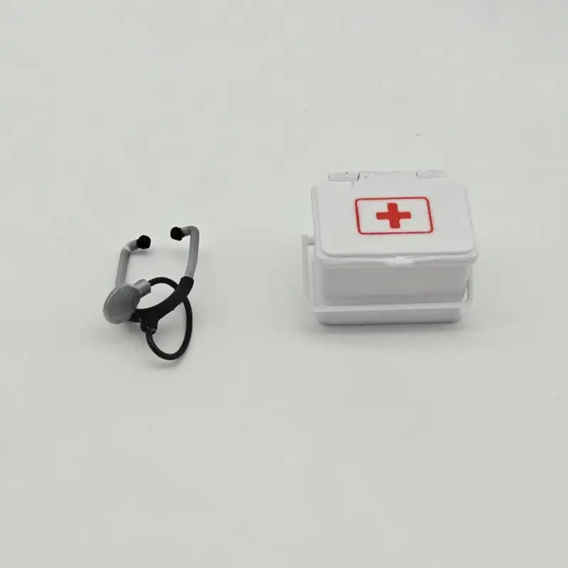 1: 12 Dollhouse Miniature Medicine Box With Stethoscope Props Pharmacy Scene Model For Doll Accessories