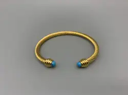 Le Han Jewelry  Cable  Bracelet In 18k Gold Plated And Turquoise 4MM