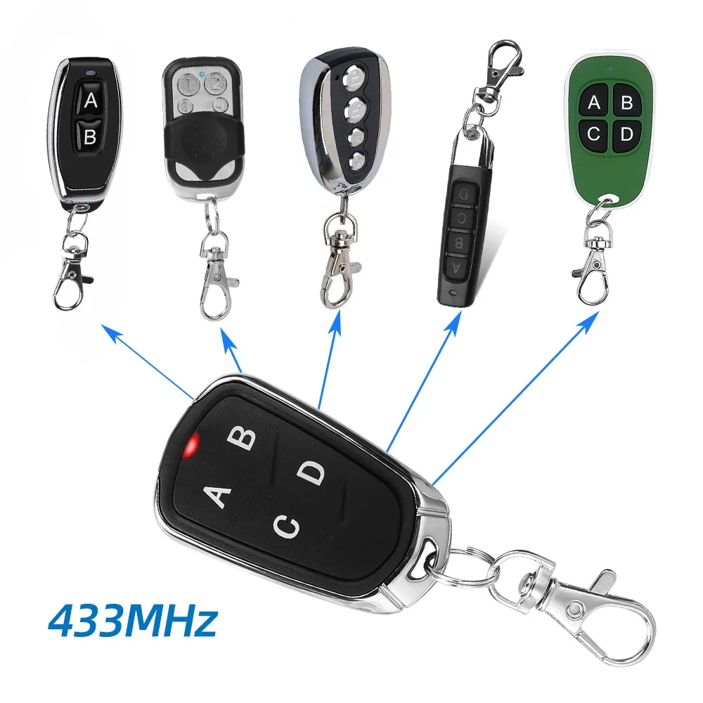 5/10pcs 433MHz Garage Door Remote Control RF Duplicator Fixed Rolling Code Grabber Clone Gate Key Fob Command Hand Transmitter