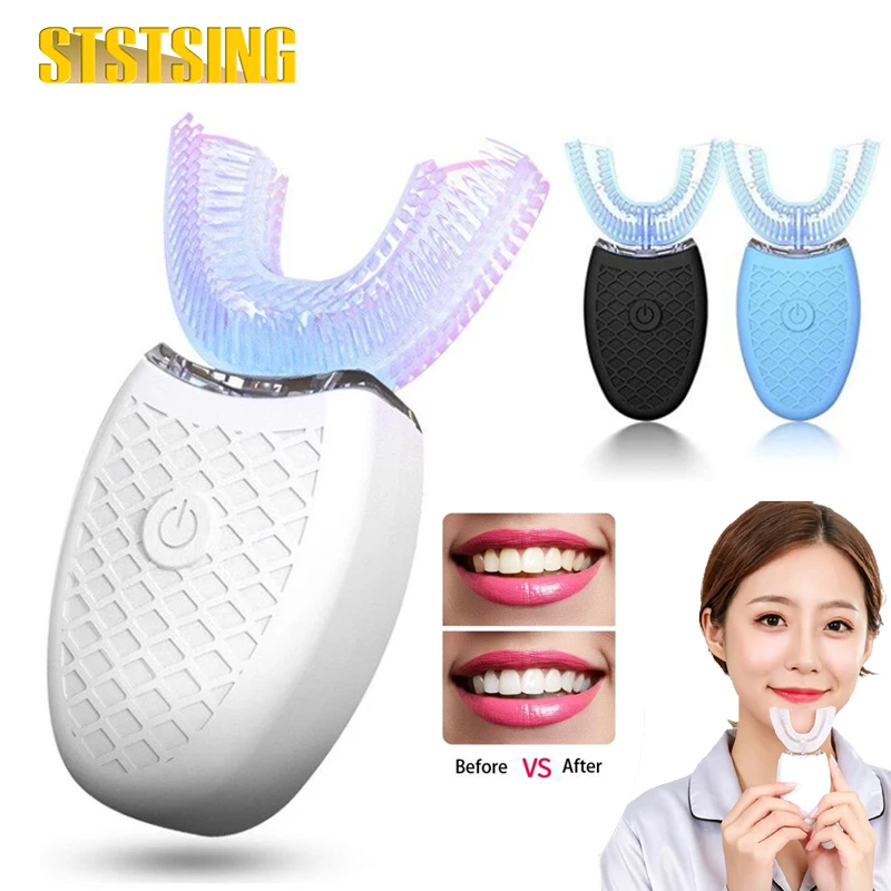 1PCS U Shaped Automatic Toothbrushes Ultrasonic Toothbrush, 360 Degree Ultrasonic Electric Toothbrush,4 Modes,360°Mouth Cleaning