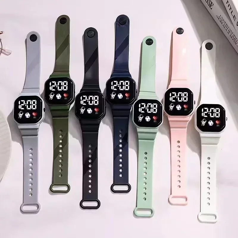 Waterproof Children Kids Watch Wristwatch Boy Girls Sport LED Simple Color Silicone Strap Kid Watches Student Gift For Wholesale