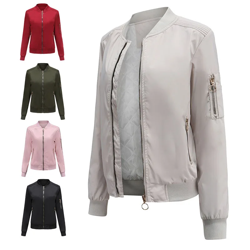 Manteau de Baseball pour Femme, Veste Décontractée, Col Montant, Mince, Rembourrée en Coton, Vêtements d'Extérieur Solides, WF272, Automne Hiver