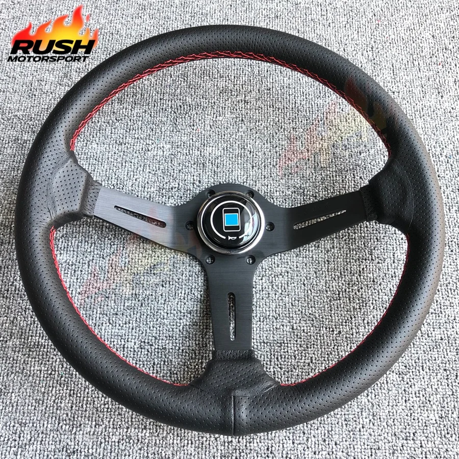 

14inch Perforated Leather Steering Wheel Deep Dish JDM Racing Sports Car Steering Wheel PC-ST17