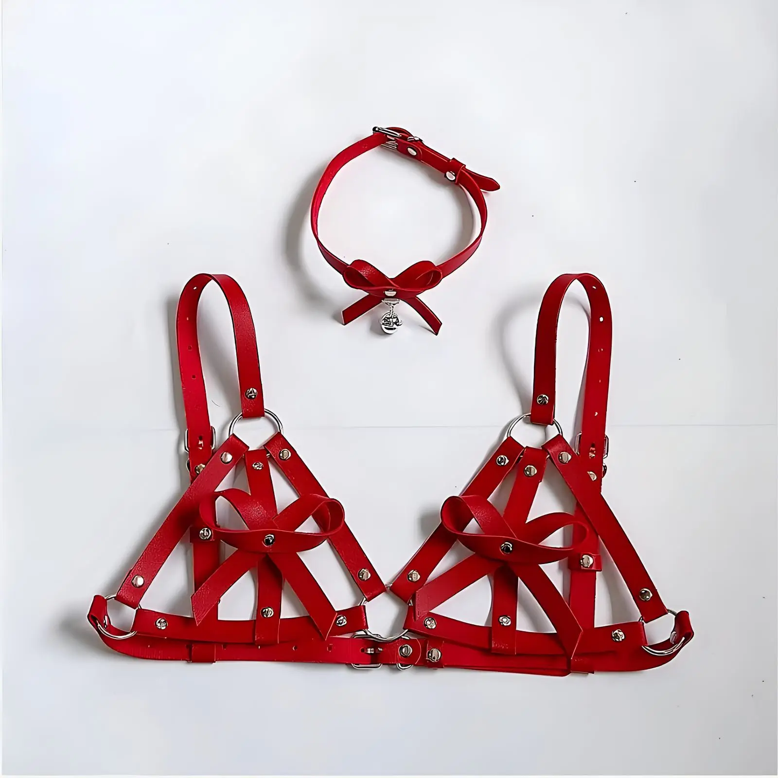 موضة جديدة القوس مربط صدر مشد ملابس داخلية جلدية عبودية الجسم تسخير حزام مثير القوطية الوثن مثير اكسسوارات للنساء