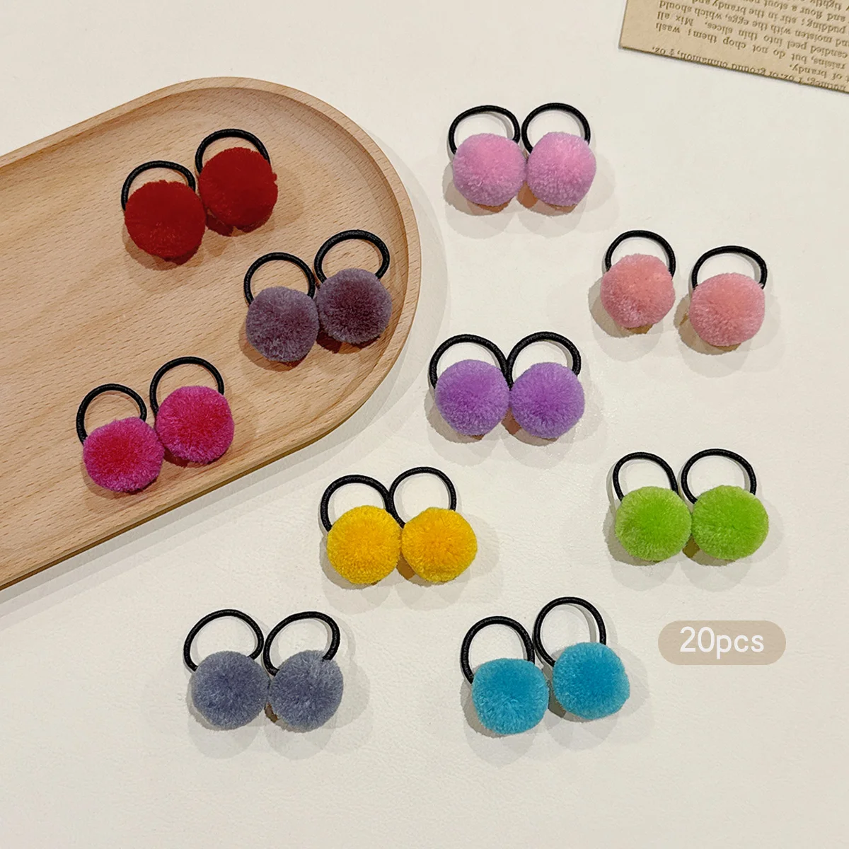 20 Colored Pom-Pom Hair Clips Sweet Style Hairbands Suitable for Daily Use Accessories