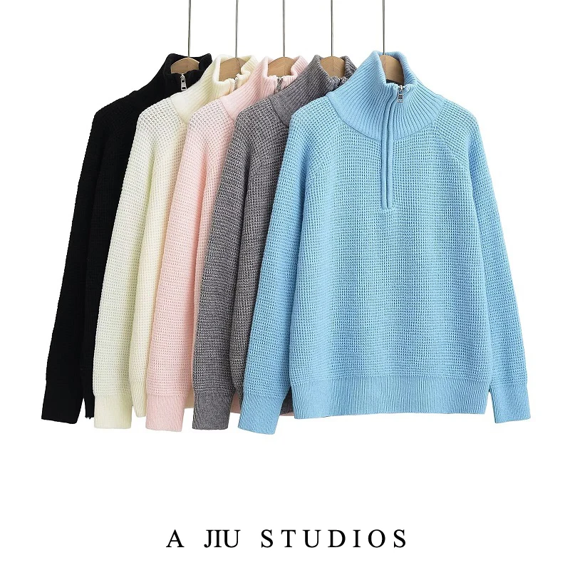 

Laid-ba Sle f Толстовка на молнии вязаный свитер женский весенне-осенний свободный утягивающий свободный топ Street Sle Long Sve