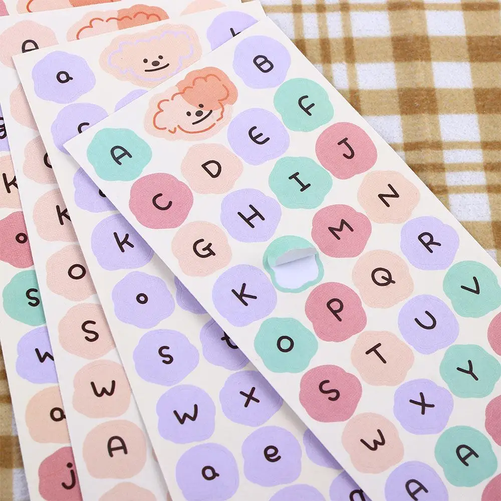 Diary Planner Journal English Uppercase Lowercase English Letter Label Sticker Cartoon Dog Sticker Alphabet Stationery Sticker