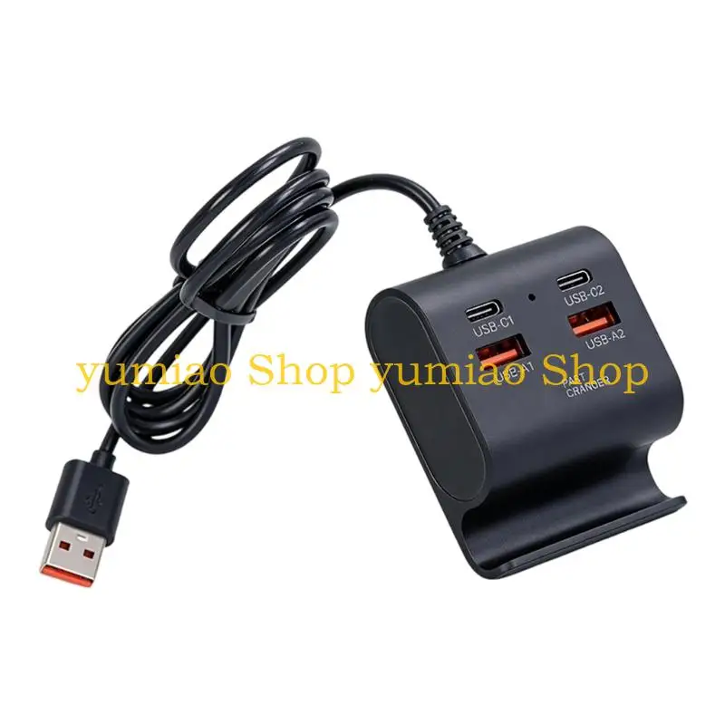587B Space Saving USB C Adapter With 2 USB And 2 Type C Port Great For Office And Car Charging