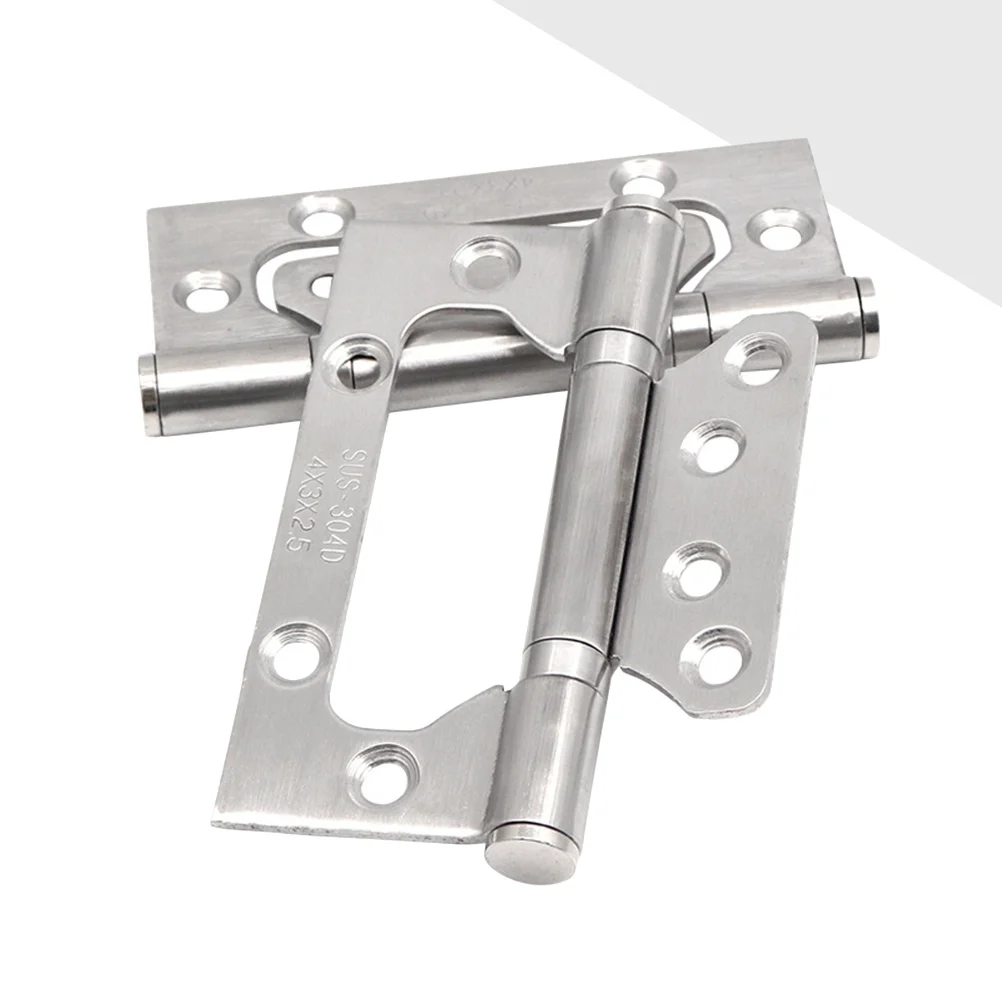 

2Pcs Silent Thickened Stainless Steel Mute Hinge Durable Sub-Door Flat Hinge Door Loose- Decoration Folding Accessories