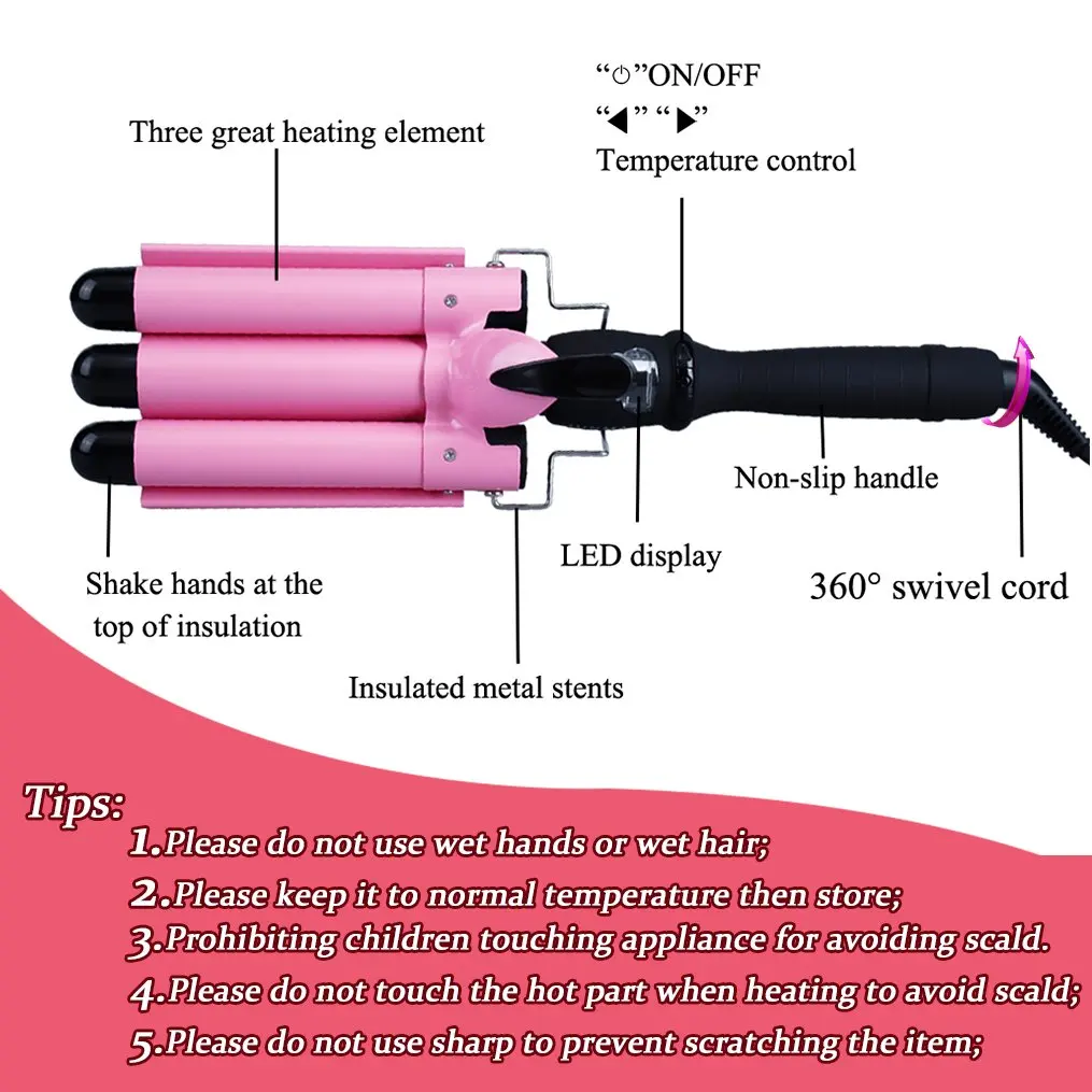 Hair Curling Iron Ceramic Triple Barrel Professional Hair Curler Irons Hair Wave Waver Styling Tools Hair Styler Wand