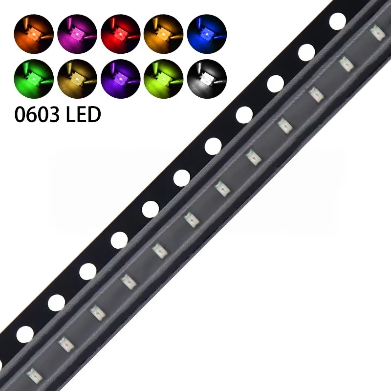 100 Stück 0603 SMD LED Leuchtdioden SMD LEDs Blau Rot Gelb Grün Warmweiß Orange UV Rosa