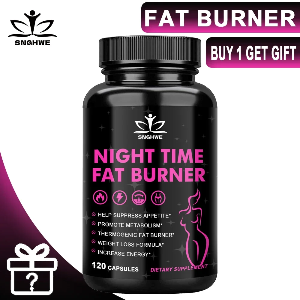 Night Fat Burner Supplements Natural Sleep|Melatonin|Appetite Suppression|Weight Loss Support Night Fat Burning 120 Vegan Pills