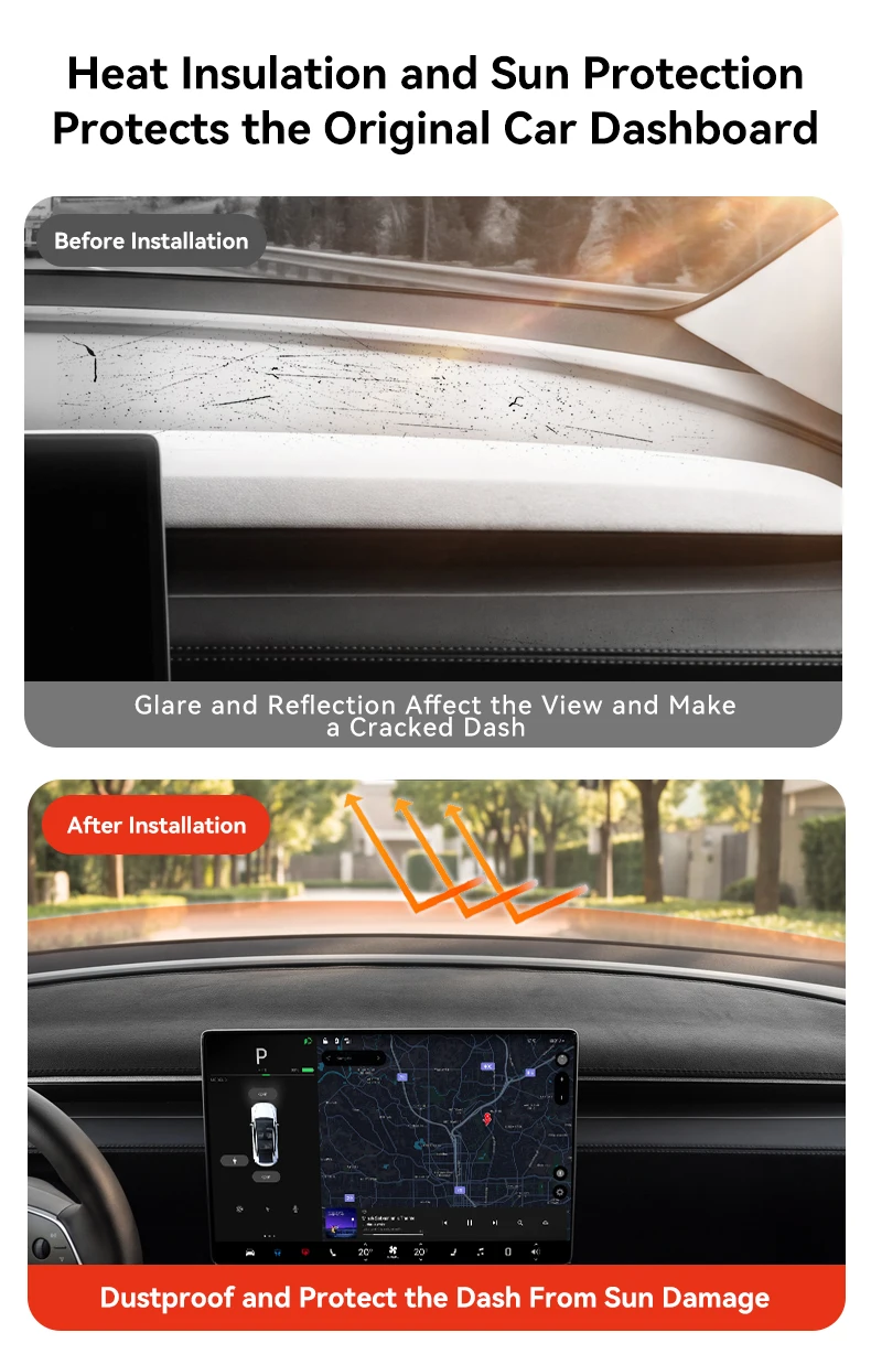 YZ Für Tesla Model Y/YL 2025-2026 Juniper Armaturenbrett-Flanell-Vollabdeckung Sonnenschutz Anti-UV DashMat Rutschfest – Detail 4