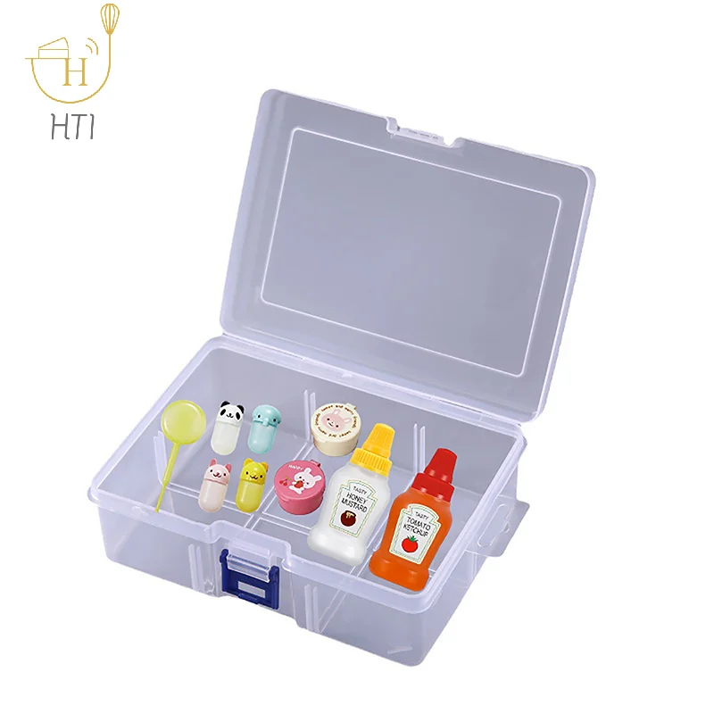 Transparent Plastic Storage Box Sauce Bottle Fruit Fork Storage Box Empty Storage Box Jewelry Rectangle Case