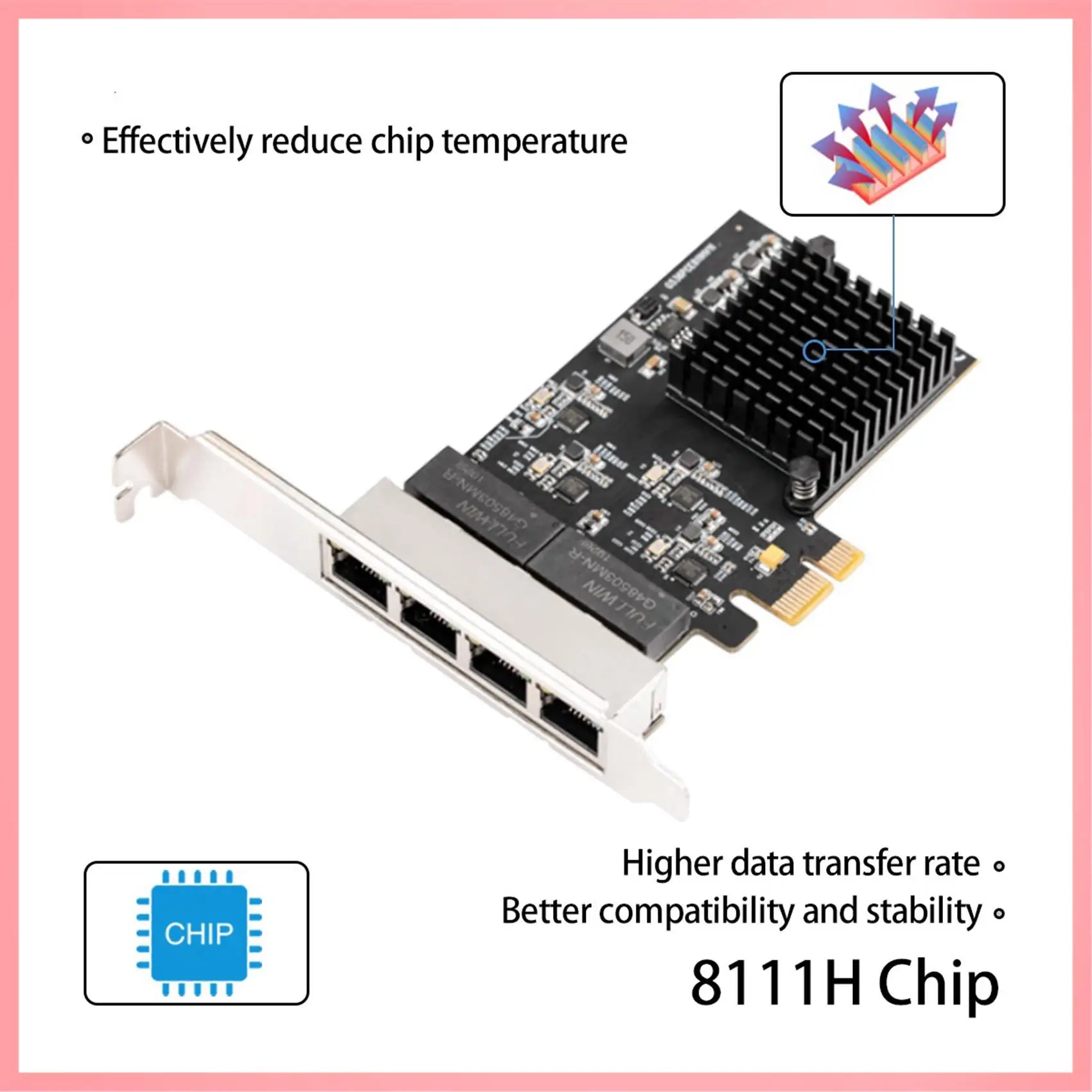 

Y23A-PCIE X1 Gigabit Network Card RTL8111H 4 Port Gigabit Server Network Card RJ45 Ethernet Network Adapter