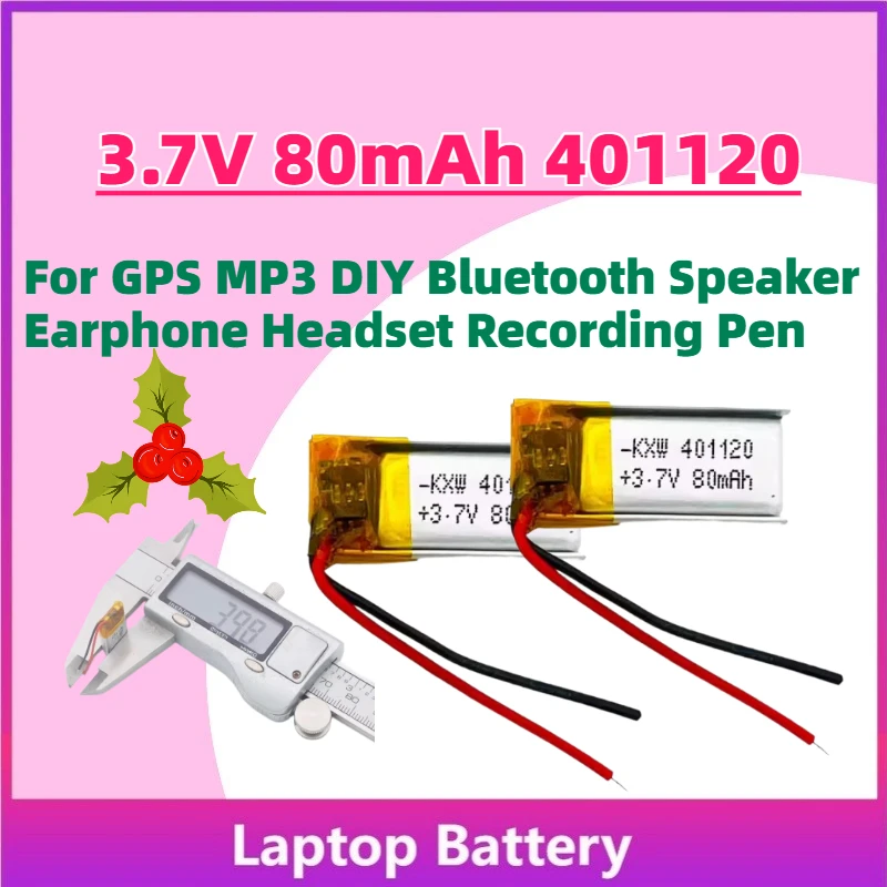 

In Stock New 3.7V 80mAh 401120 Li-Polymer Rechargeable Battery for GPS MP3 DIY Bluetooth Speaker Earphone Headset Recording Pen