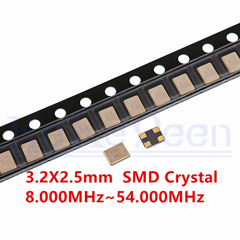 

100 шт. Кристаллический резонатор SMD 3225 8,000 МГц-54,000 МГц 12,000 11,0592 12,288 14,31818 16.000 22,1184 25 26 27 40 48 50 32,768 МГц