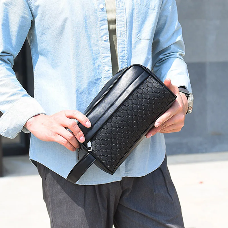 Designer Brand Men Bag High Quality PU Leather Clutch Bags Fashion Business Handbag Male Day Casual Wasit Strap Wallet Man Pouch