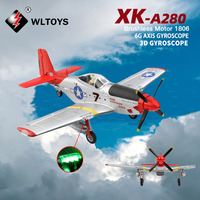 Wltoys XK A280 RC Plane 2.4G 4CH 3D6G Mode Aircraft P51 Fighter Simulator With LED Searchlight RC Airplane EPP Toys For Children