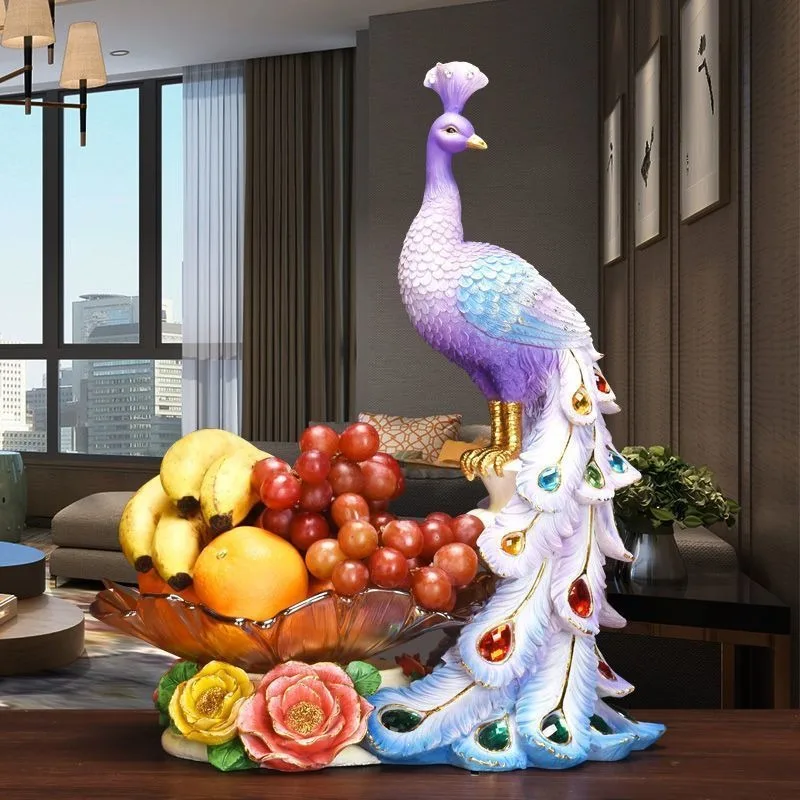 Peacock Fruit Bowl Pretty Luxury Candy Food Plate Glass Dishes Living Room Kitchen Dessert Plates Home and Decoration Ornaments