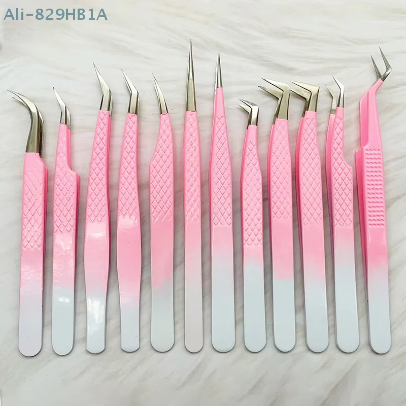 Pinzas de acero inoxidable para extensiones de pestañas, herramientas de maquillaje, accesorios de Arte de uñas, recogedor de diamantes de imitación