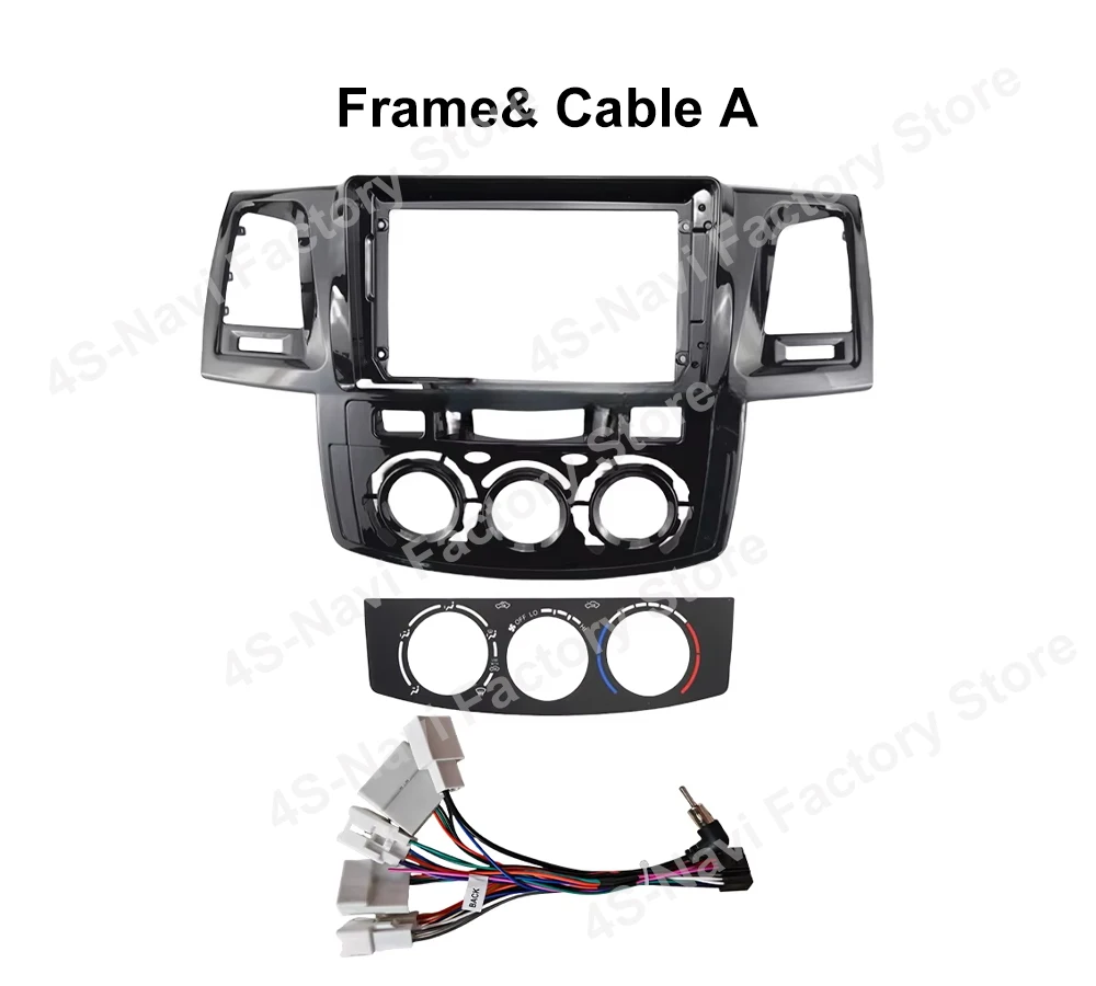 Frame 9 Inch For Toyota Fortuner HILUX Revo Vigo 2007 - 2015 Car Radio Android Player 2 Din Fascia Install Accessories Cable