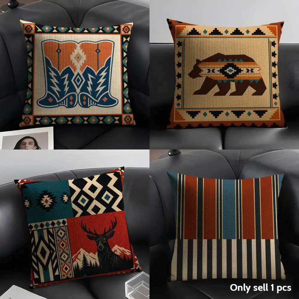 

Nordic Abstract Art Cushion Cover Organic Linen Soft Double-Sided Printing Breathable Pillow Case Gift for Home Decor