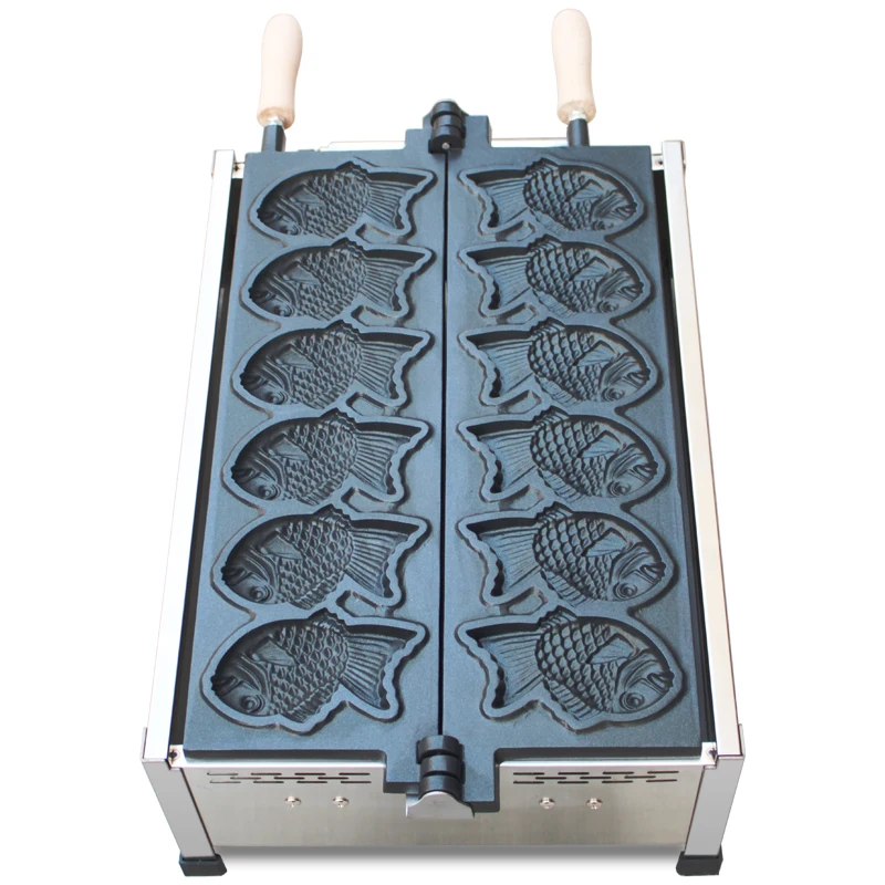 Commercial 6 pcs LPG gas taiyaki machine fish shape waffle maker machine nostick taiyaki maker waffle cake oven