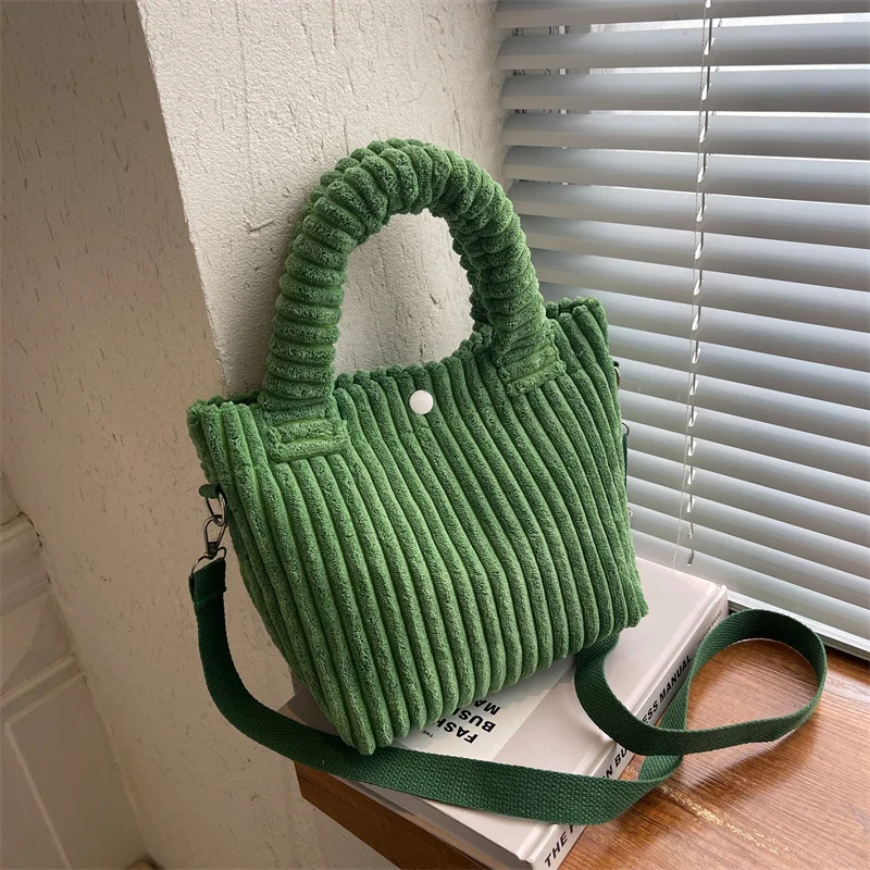 2023 New Style Corduroy Bucket Bag Spring Plush Crossbody Bag Cute Plush Handbag Tote Bag