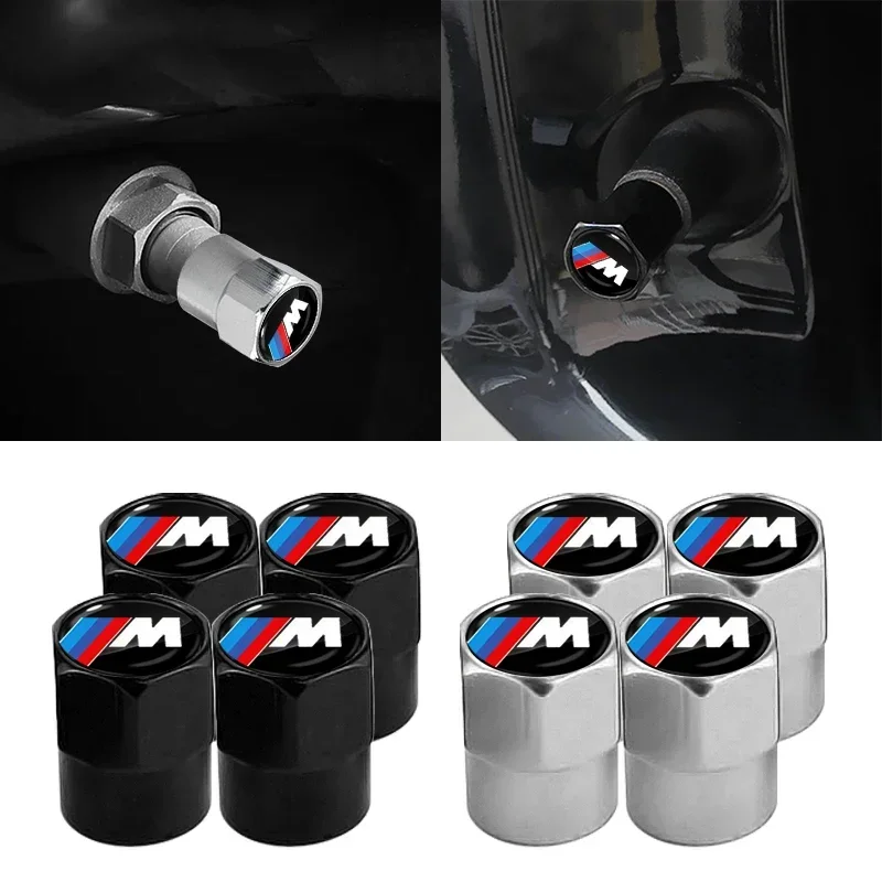 New 4Pcs Car Wheel Tire Valve Caps Air Stem Covers Accessories For BMW M E34 E36 E60 E90 E46 F10 F20 F30 X5 X6 X1 M3 M5 M6 E71