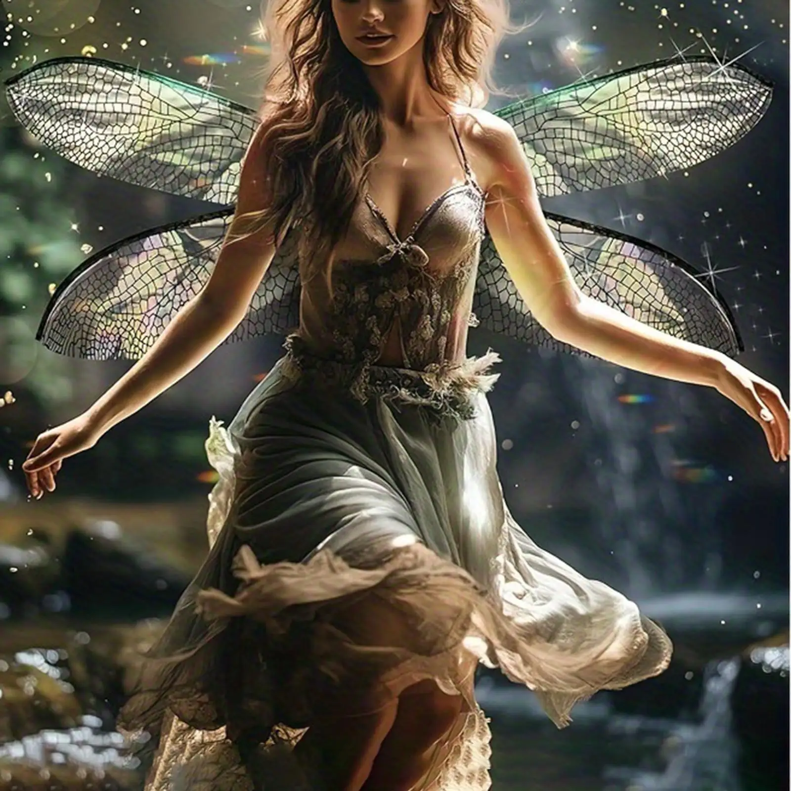 Fairy Dragonfly Wings for Kids Adults Princess Costume Wings with Glitter Halloween Party Dress Up Cosplay Festival Photo Prop